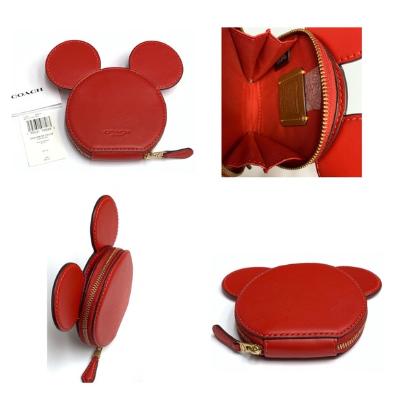 Coach Accessories - NWT COACH x Disney Electric Red Glovetanned Leather Mickey Mouse Coin Purse